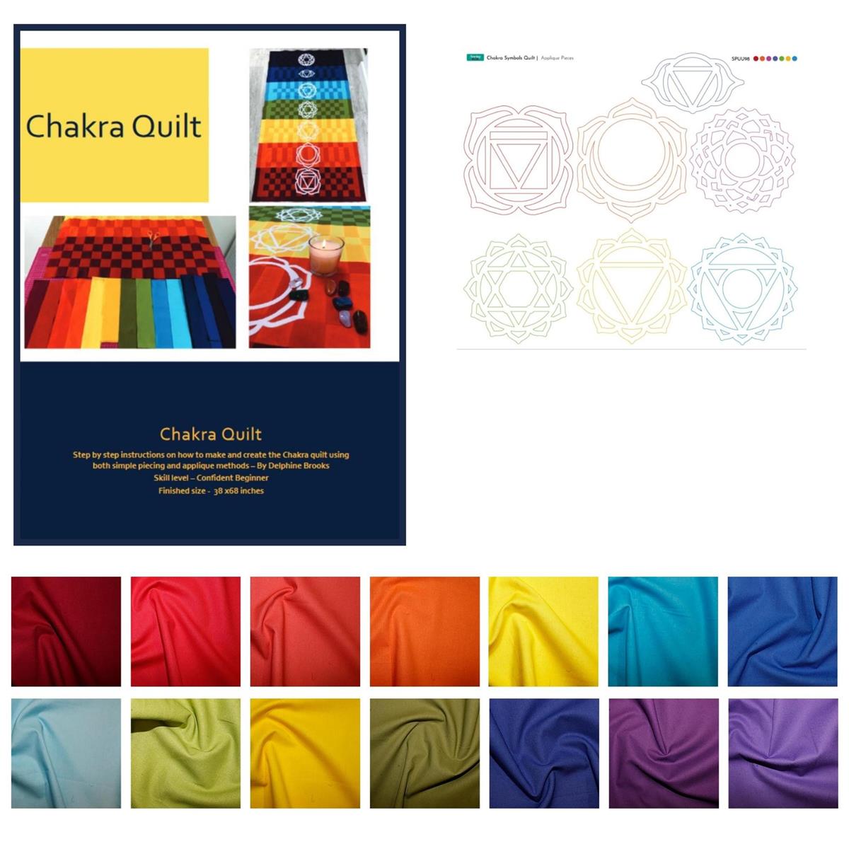 Delphine Brooks Chakra Quilt Kit Instructions Fabric Panel And