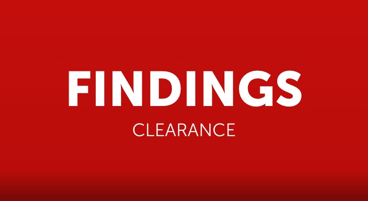 FINDINGS CLEARANCE