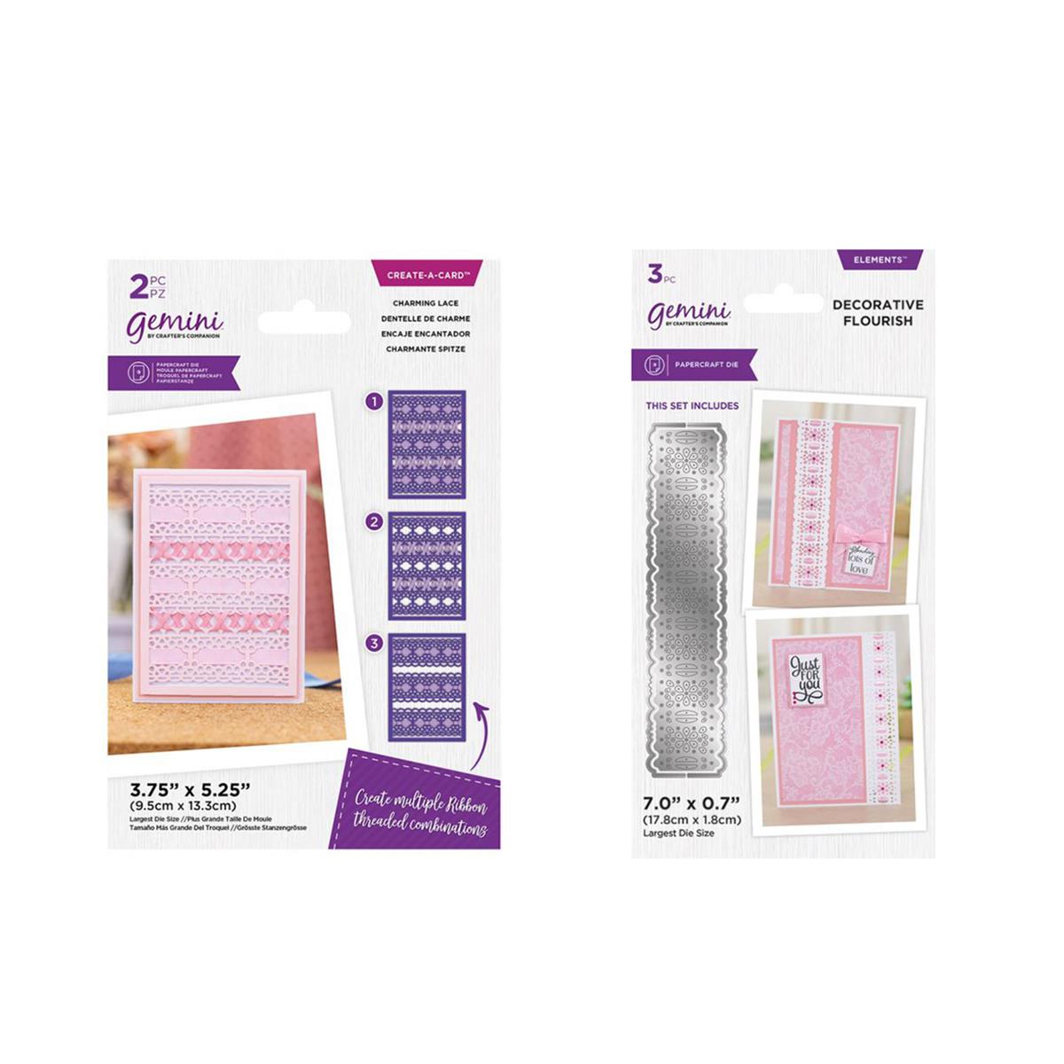 Gemini Ribbon Threading Dies Charming Hearts & Decorative Flourish (6