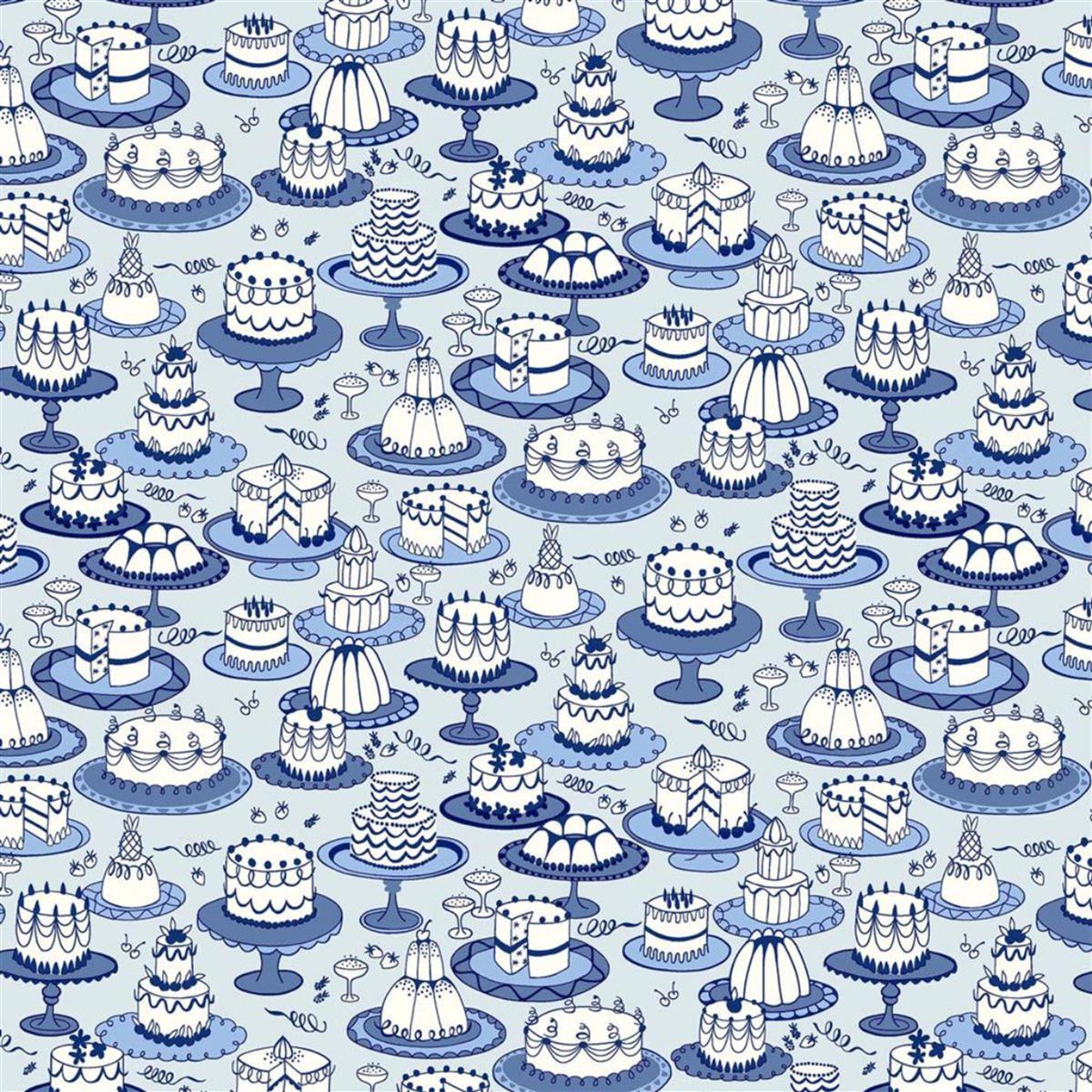 Liberty Garden Party Collection Afternoon Tea Blue China Fabric 0.5m ...