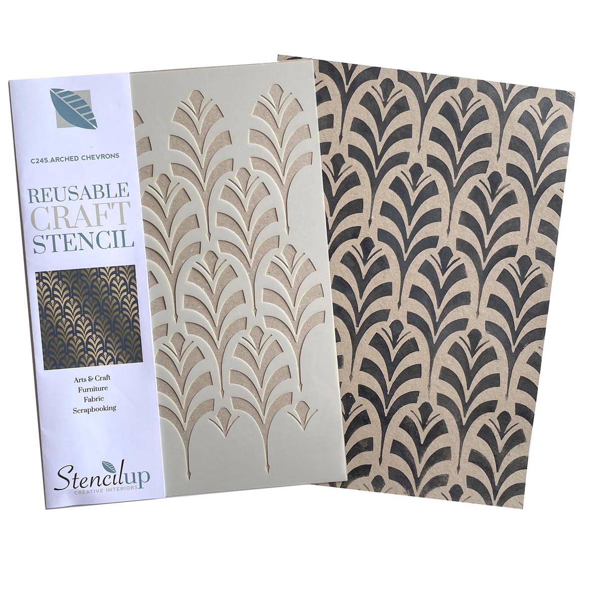 StencilUp Deco Chevrons Pattern A4 AdhesiveBacked Stencil. Special