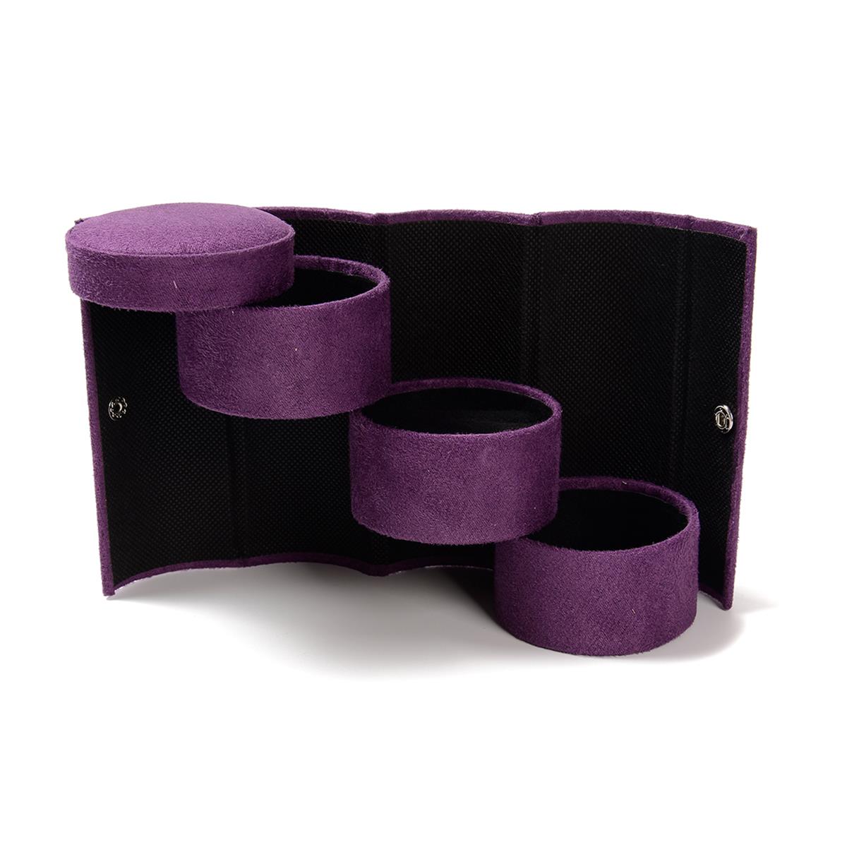 Purple Multi-purpose Jewellery Box 3 Tier Travel Roll Up Jewelry Box ...
