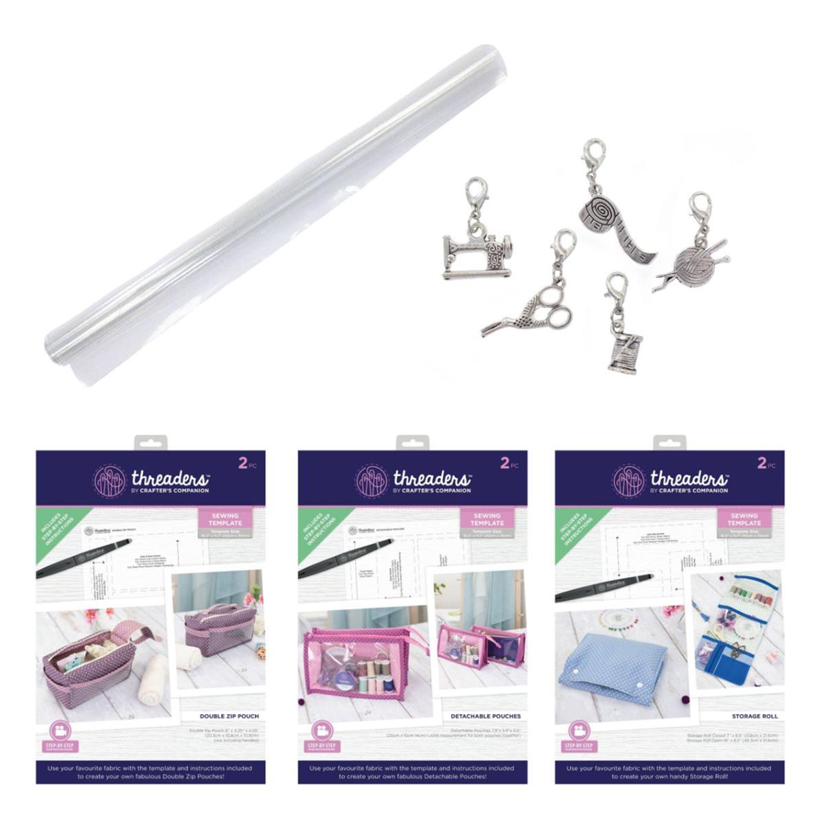 Threaders Storage Templates, Glitter Vinyl Fabric & Zip Charms PC