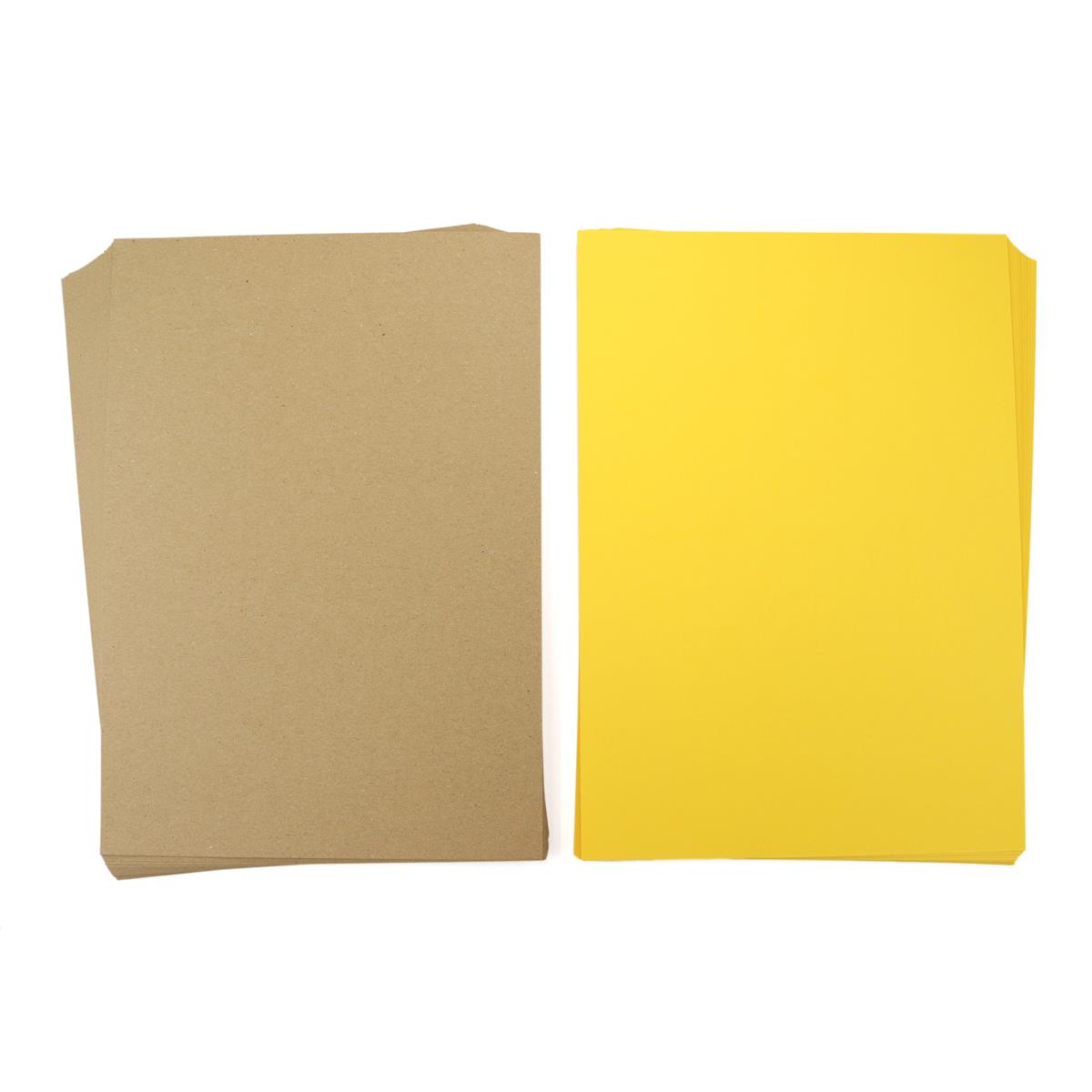 Multi Buy Bundle A4 Kraft paper 90gsm 50 Sheets & Amber Card 280gsm