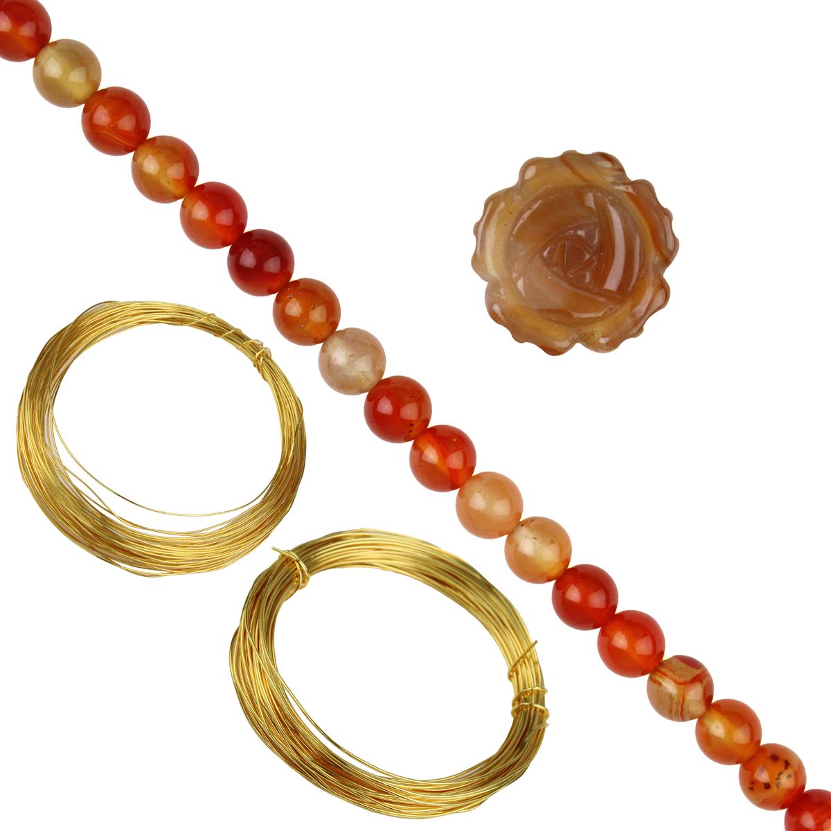 Floral Twist of Carnelian Project Carved Carnelian Gemstone