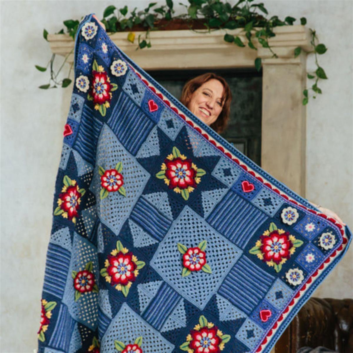 Jane Crowfoot Indigo Dreams Crochet Blanket Kit SewingStreet