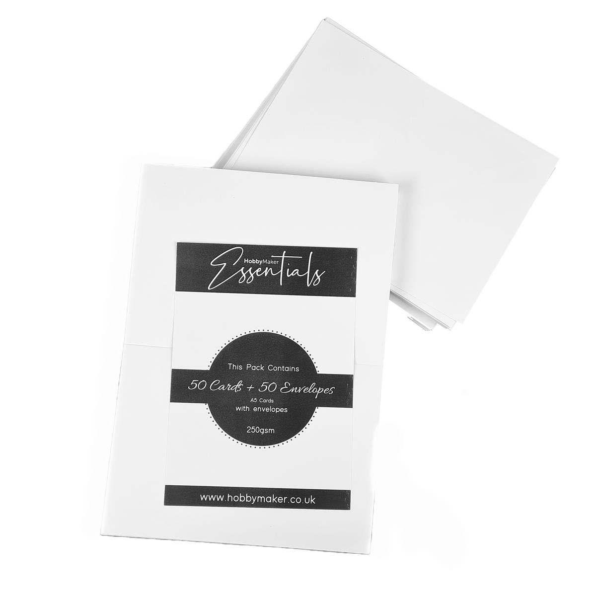 Hobby Maker Essentials 50 x A5 Creased Cards 250gsm & C5 Envelopes