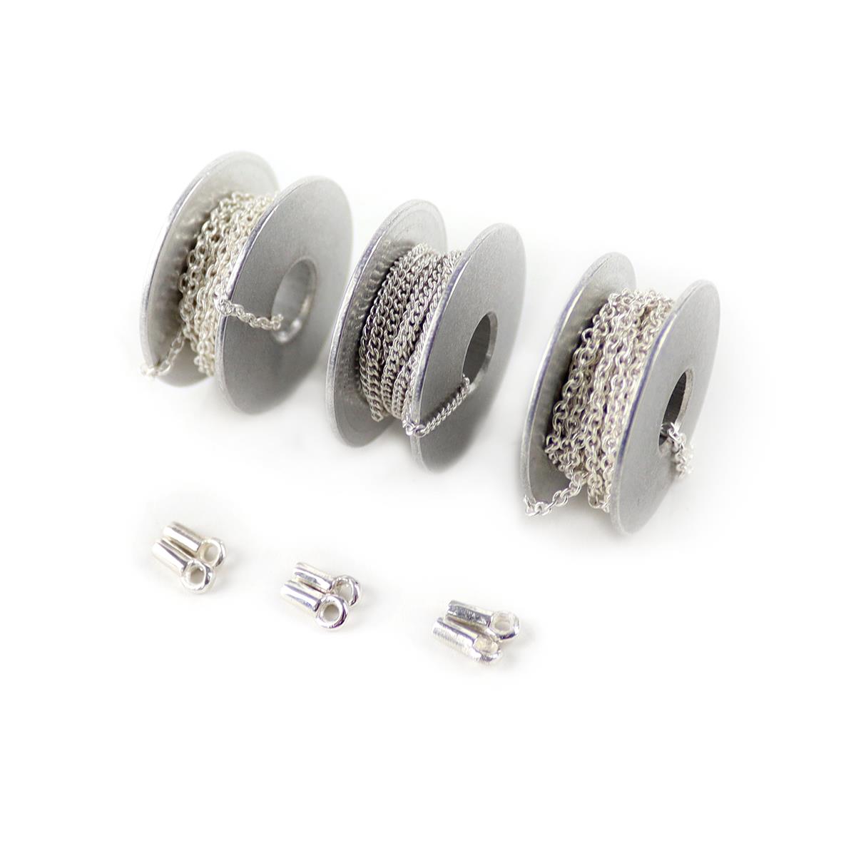 Chain Reaction 925 Sterling Silver Chain Spool with End Caps, 1m