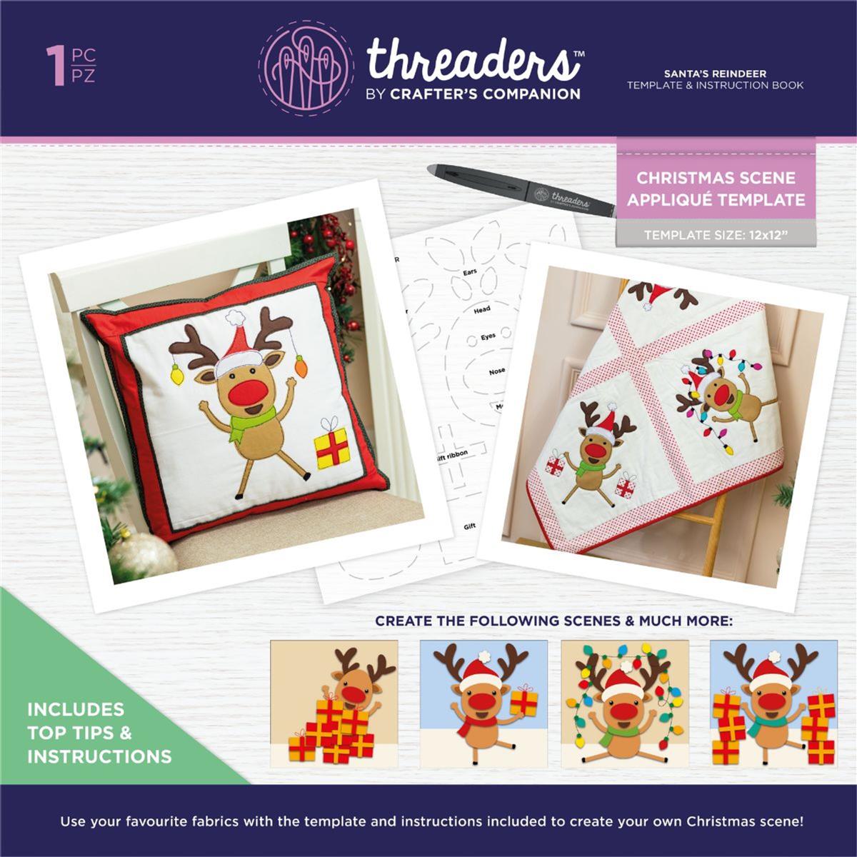 Threaders Appliqué Template Santa’s Reindeer SewingStreet