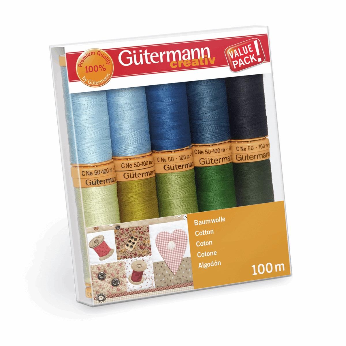 Gütermann Natural Cotton C No.50 Thread Set Assorted Colours Pack of 10
