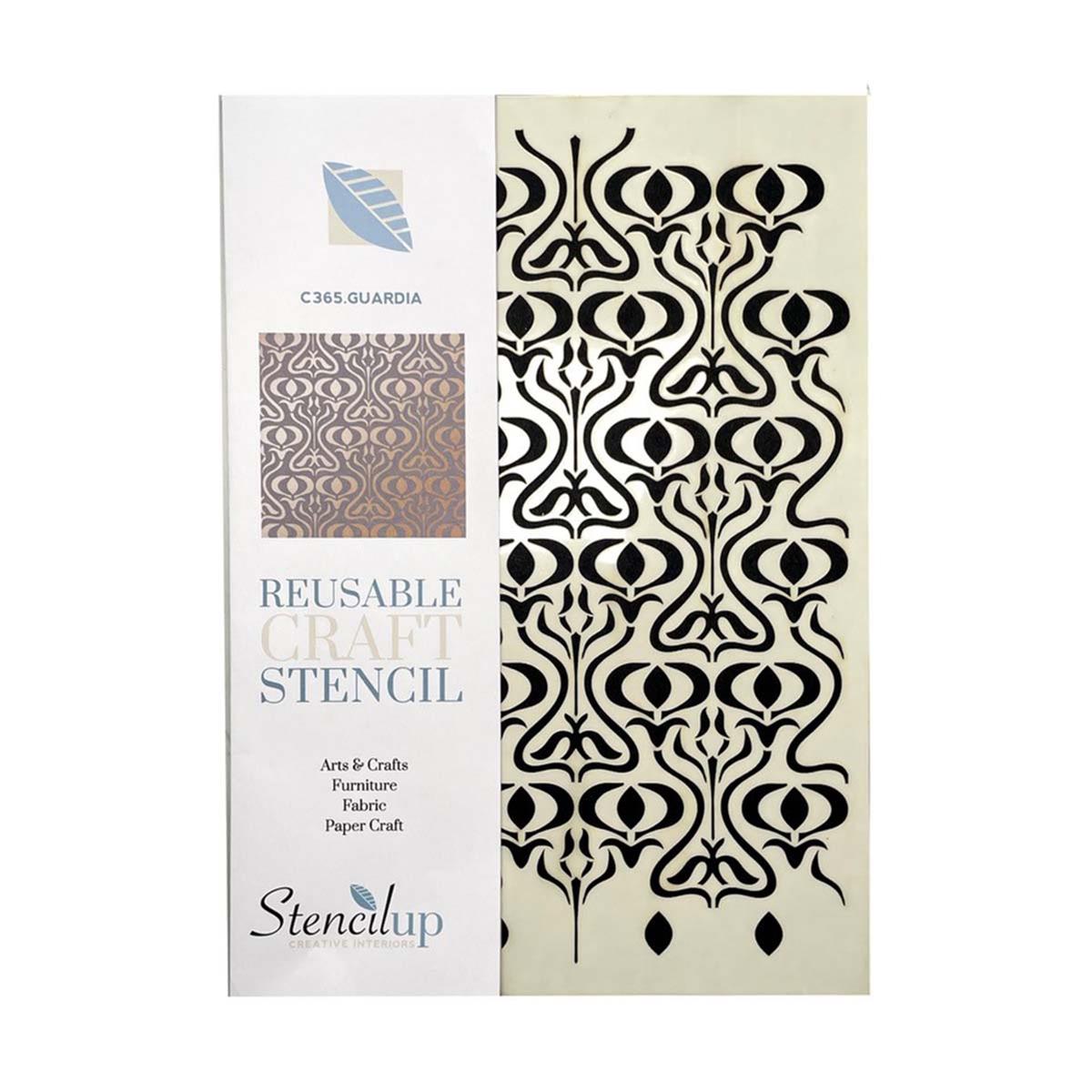 Stencil Up Gaurdia repeating stencil Gothic style pattern. Adhesive