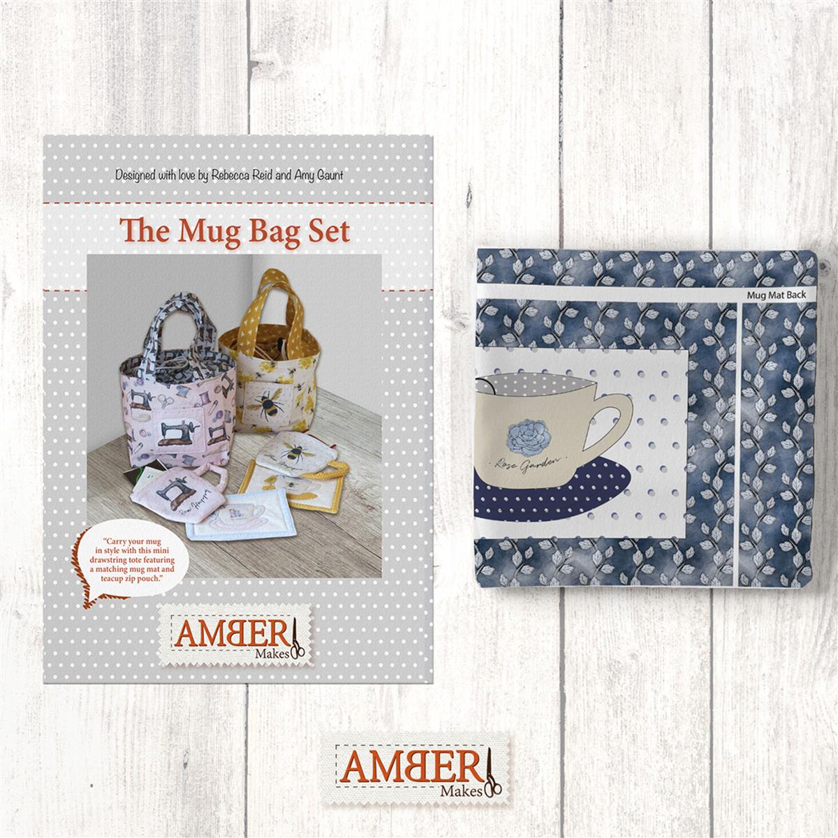 Amber Makes Blue Rose Mug Bag Kit Instructions Panel 70x103cm