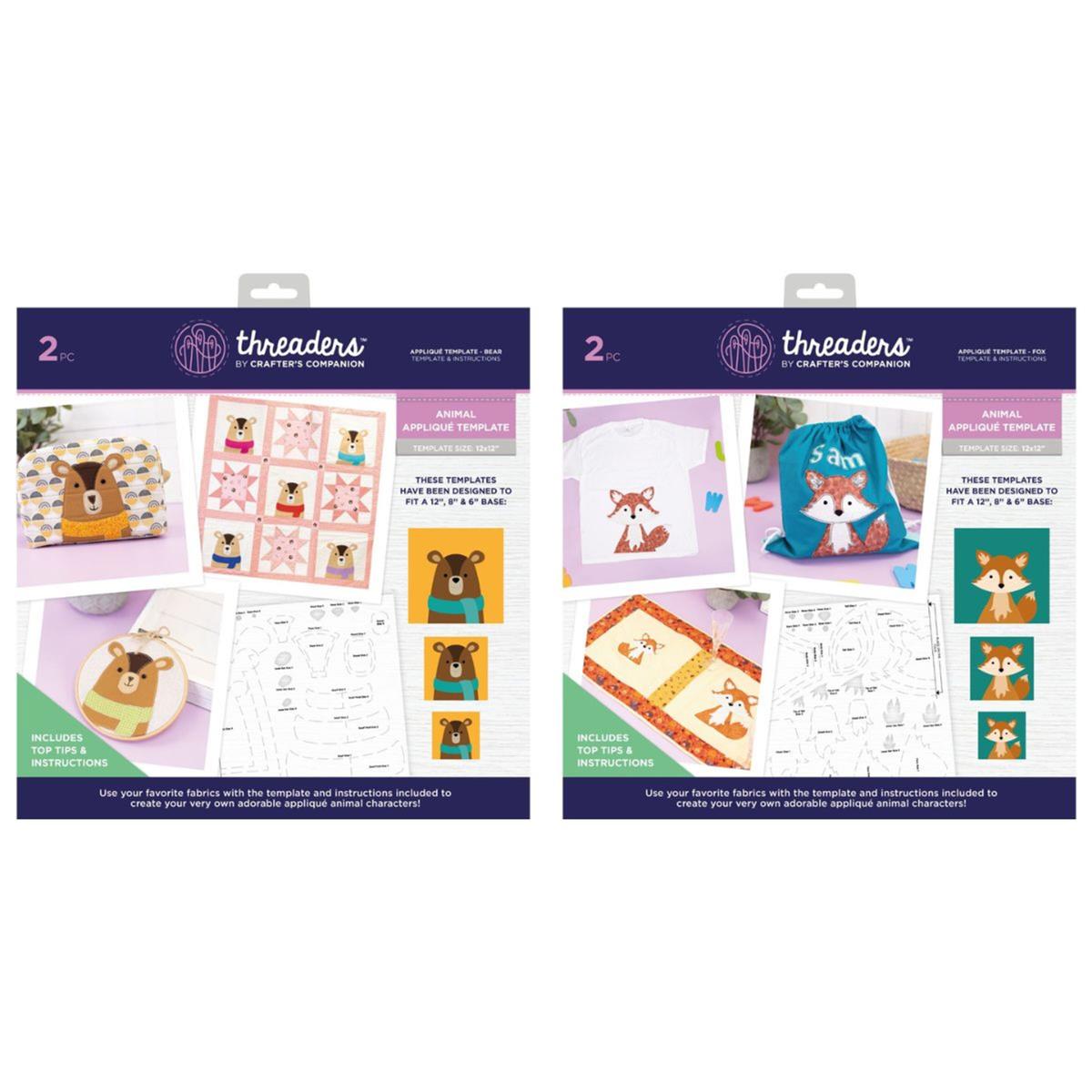 Threaders Animal Applique Templates Fox & Bear (4 Templates