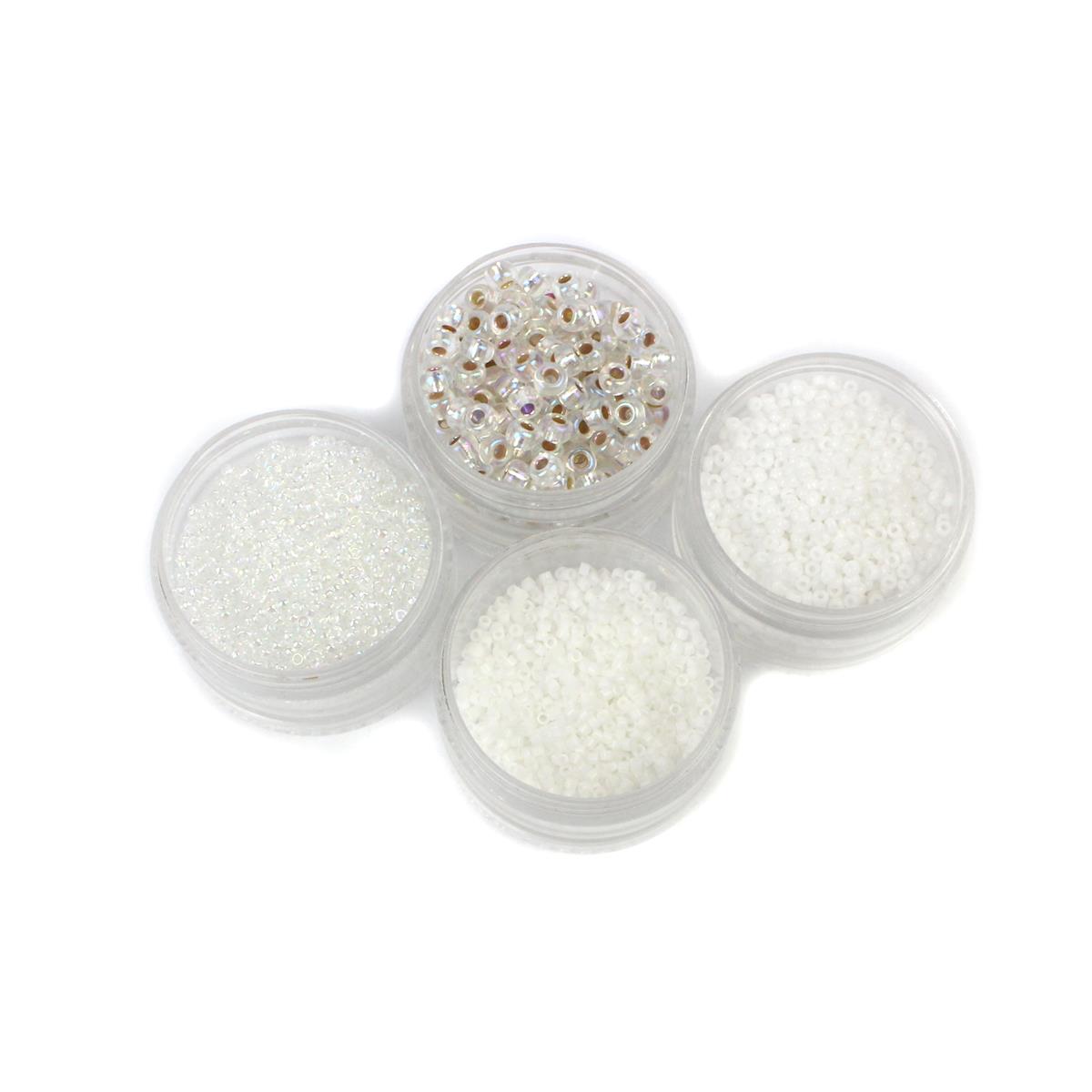 Bridal Seed Beads! Inc; SL Crystal, Chalk White, Crystal AB & Opaque