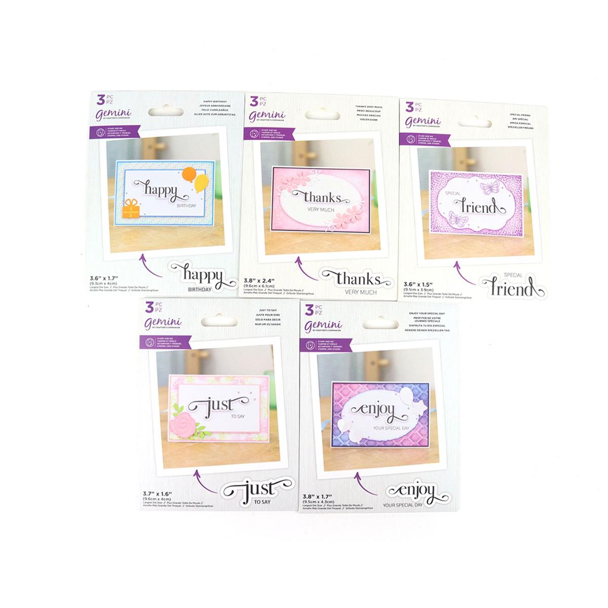 Gemini Fancy Sentiment Stamp & Die 15PC Complete Collection | HobbyMaker