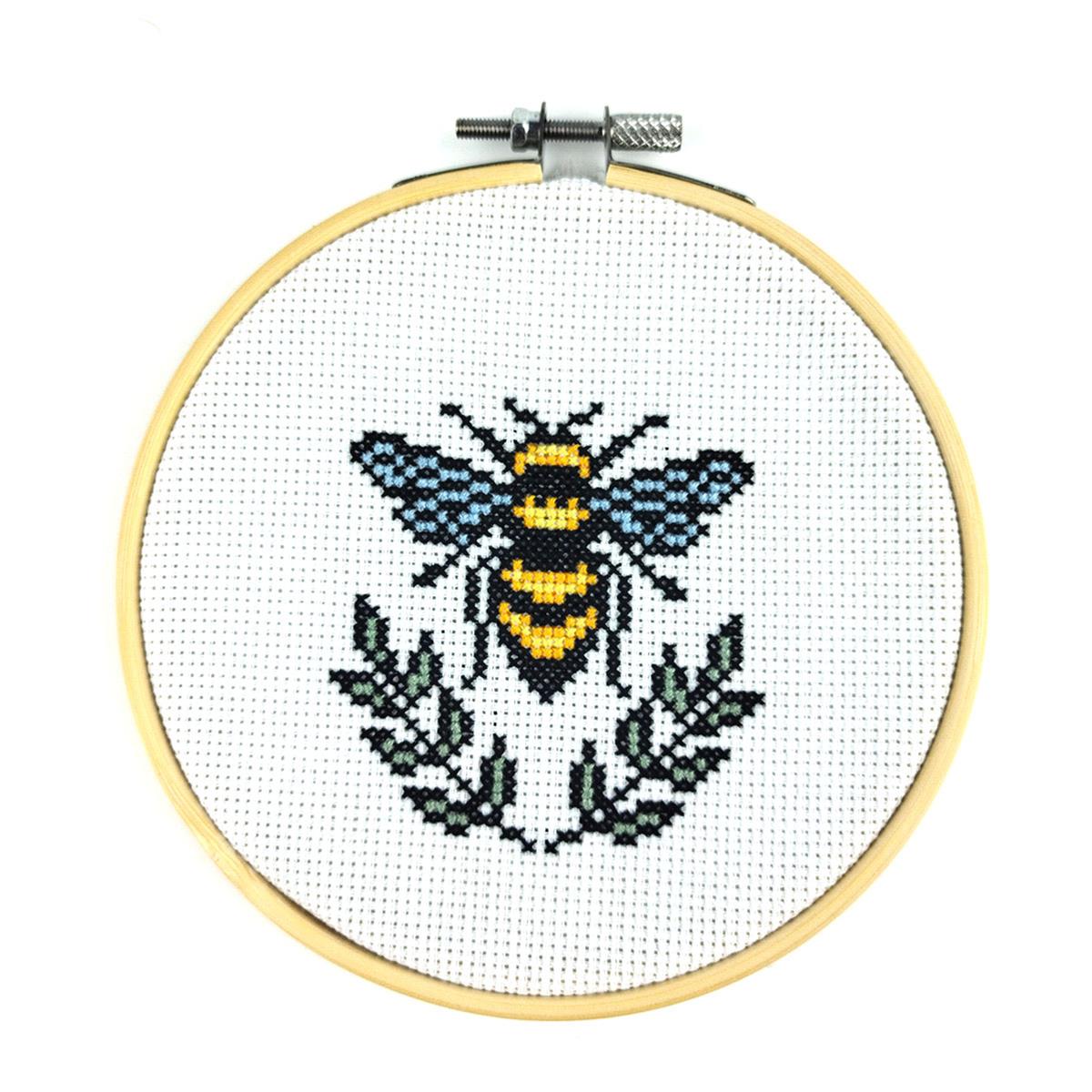 Bumble Bee Cross Stitch Kit, 5 inch counted cross stitch kit - includes ...