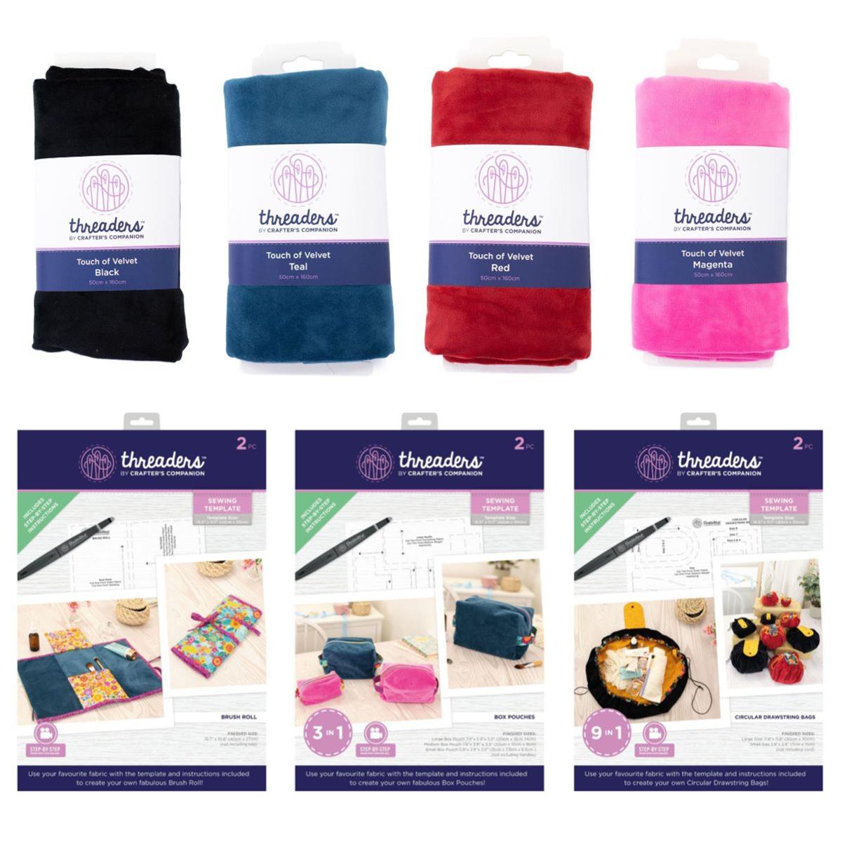Threaders Sewing Templates & Velvet Fabric Collection (3 x Templates