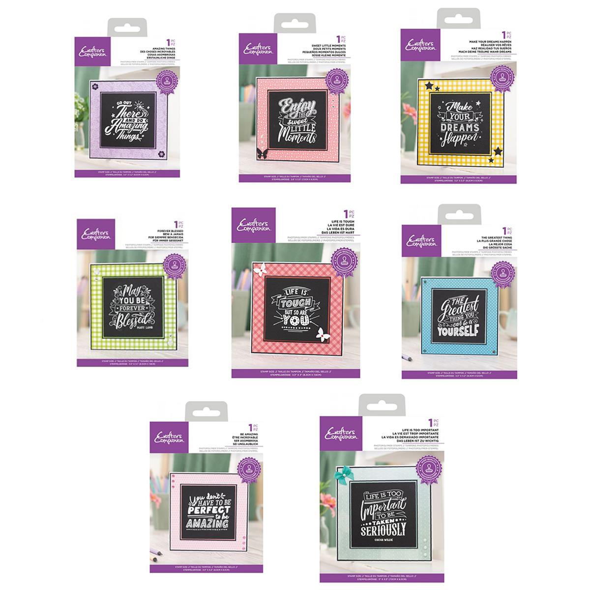 Crafter's Companion ChalkboardStyle Sentiment 8 Stamp Bundle HobbyMaker