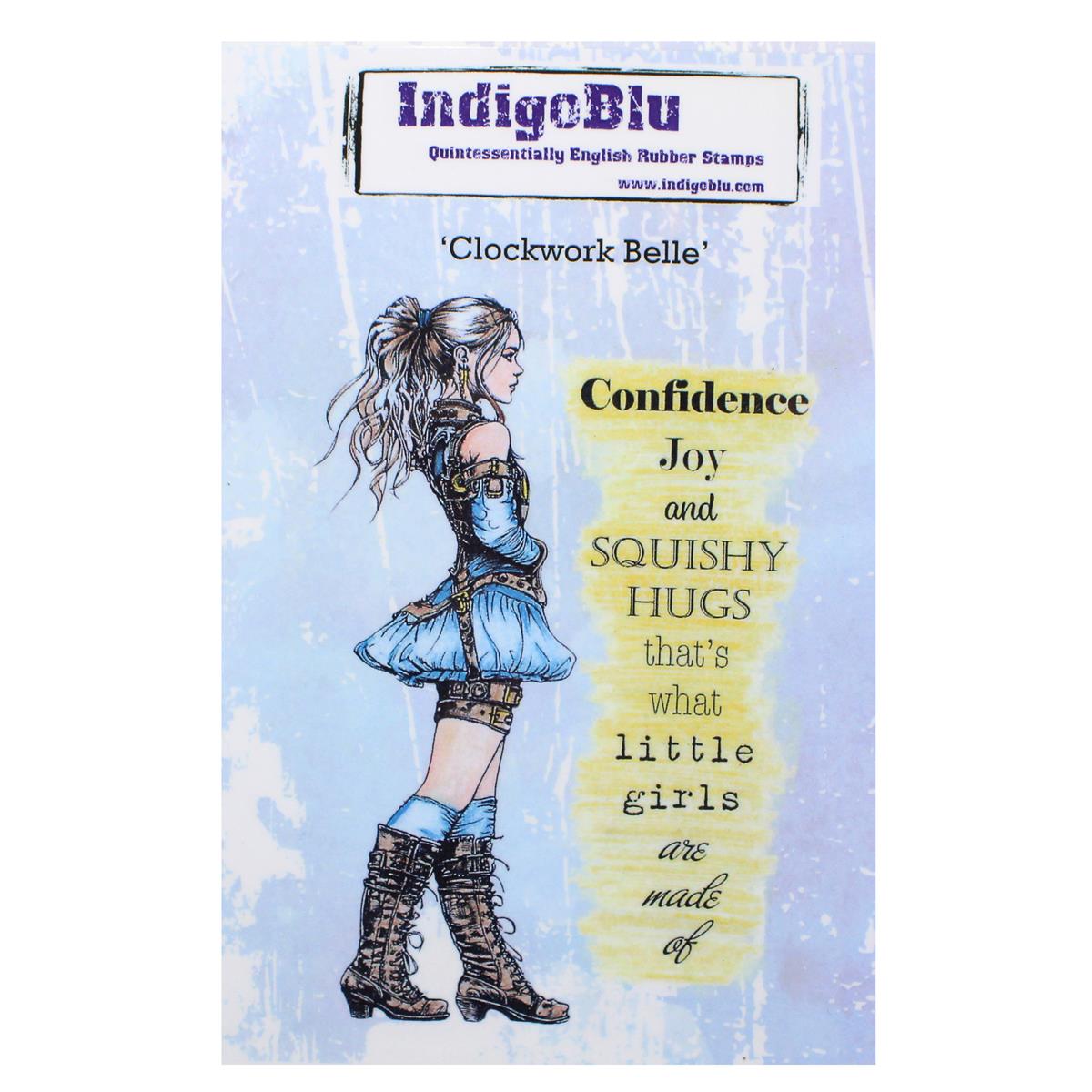 IndigoBlu - Clockwork Belle A6 Red Rubber Stamp | HobbyMaker