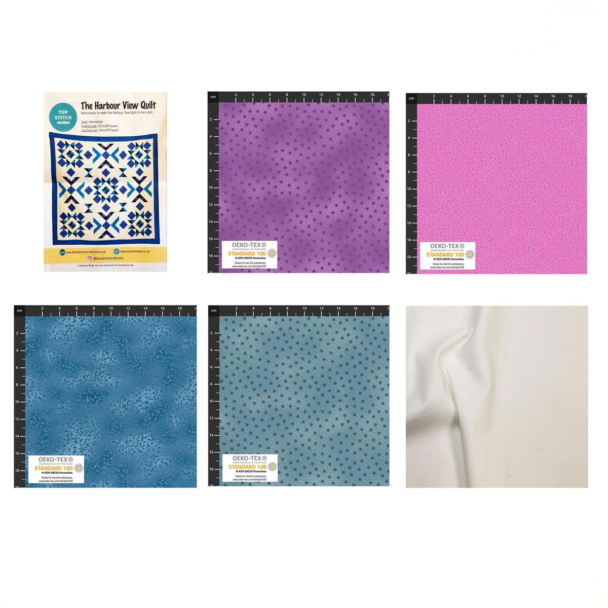 Leicestershire Craft Centre Harbour View Stof Basic Full Size Quilt Kit Instructions & Fabric