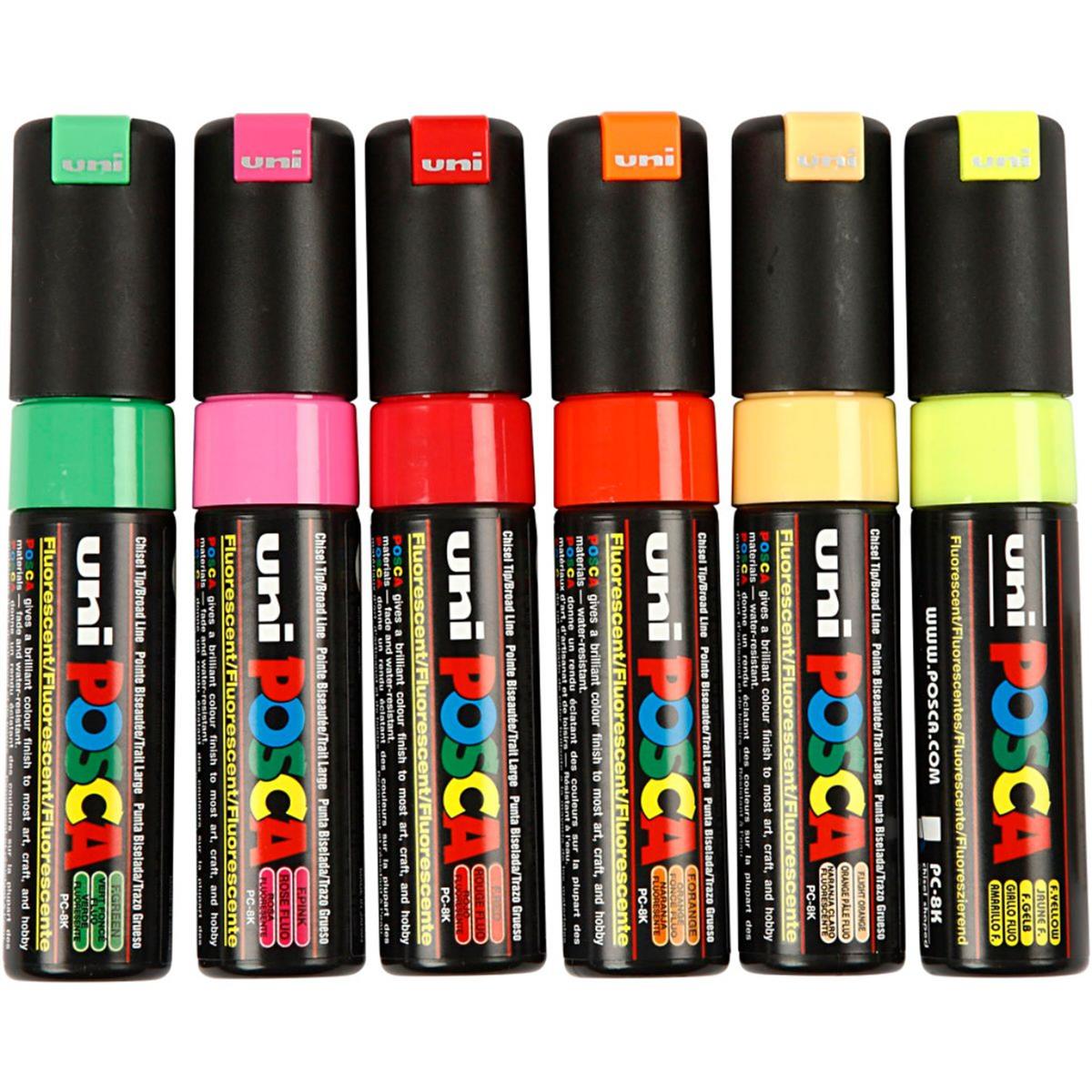 Posca Marker, assorted colours, no. PC-8K, line 8 mm, 6 pc/ 1 pack ...