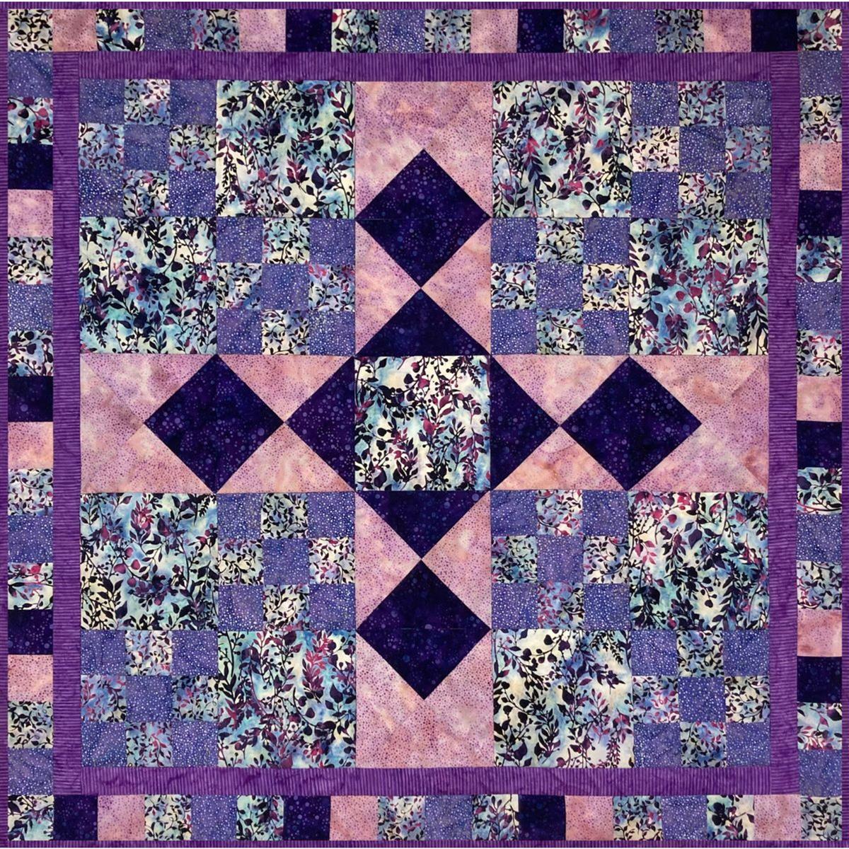 Village Fabrics Batik Knot Garden Quilt Kit Purple SewingStreet