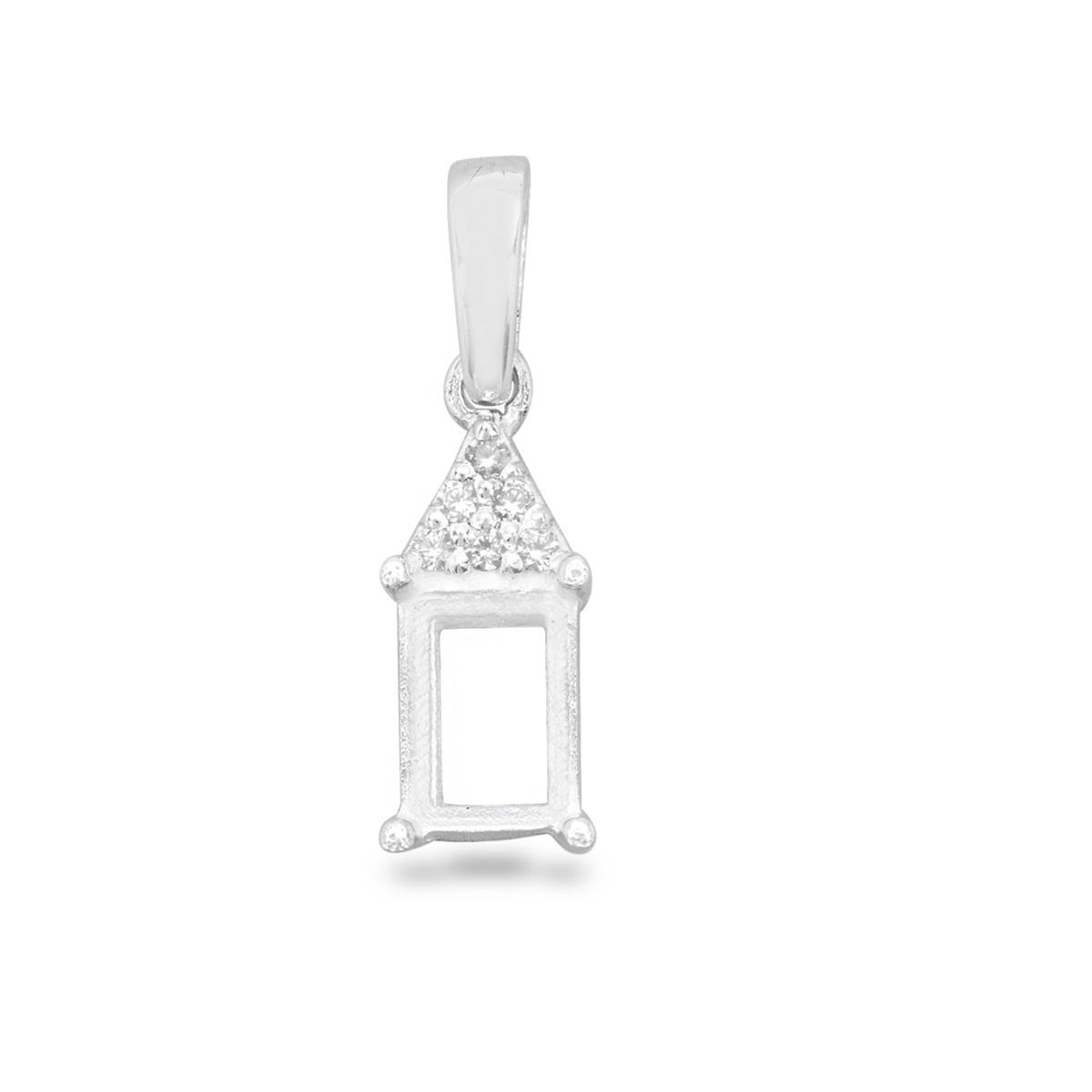 925 Sterling Silver Octagon Pendant Mount (To Fit 7x5 Gemstones) Inc. 0