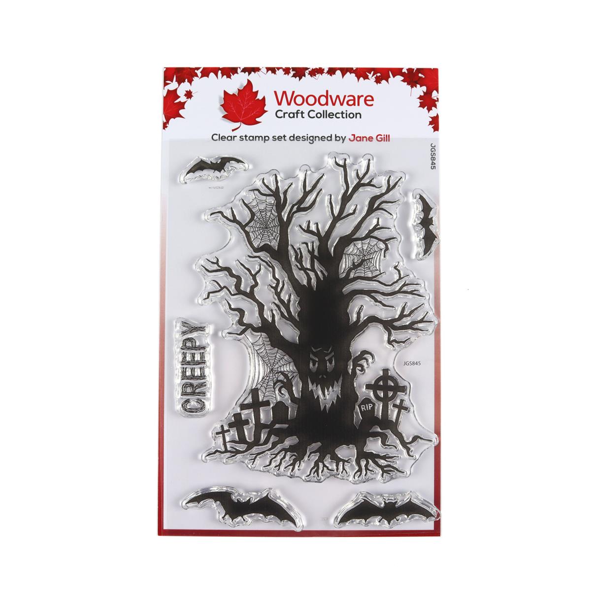 NEW Woodware Clear Singles Haunted Tree 4 in x 6 in Stamp Set | HobbyMaker