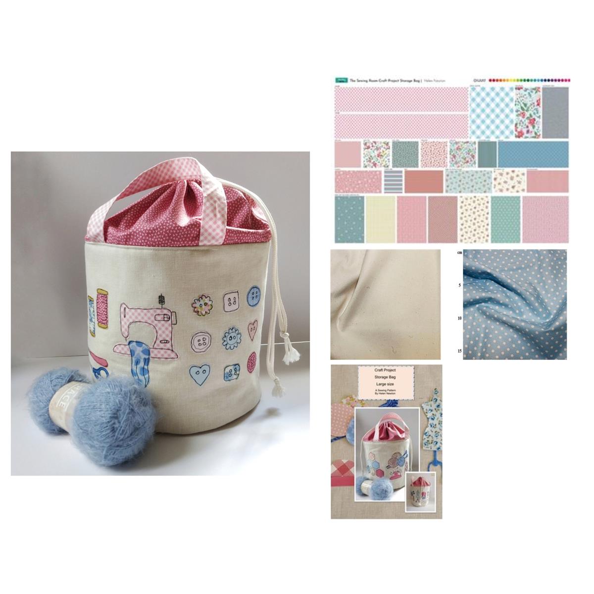 Helen Newton's Blue Craft Storage Bag Kit Instructions, Fabric Panel