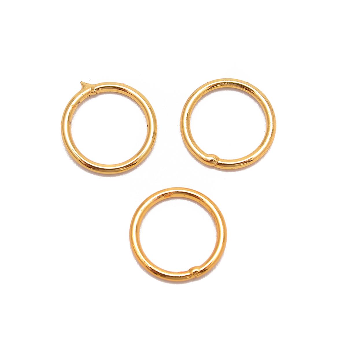 Gold Plated Base Metal Closed Jump Rings, Approx OD: 10mm, 3pcs