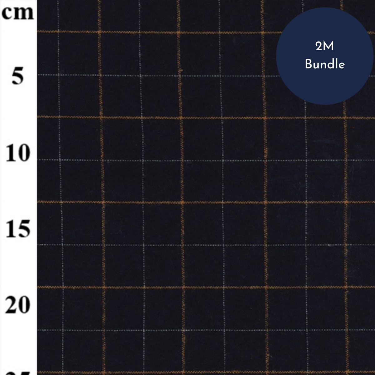 Poly Wool Navy Checks Fabric 2m Bundle SewingStreet