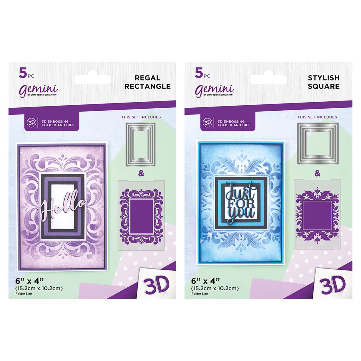 Gemini 3D Embossing Folders & Nesting Dies - Square & Rectangle (10 ...