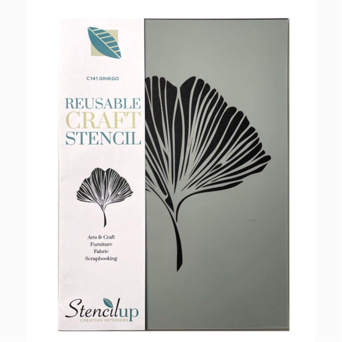 StencilUp Ginkgo Leaf Floral Motif A4 AdhesiveBacked Stencil