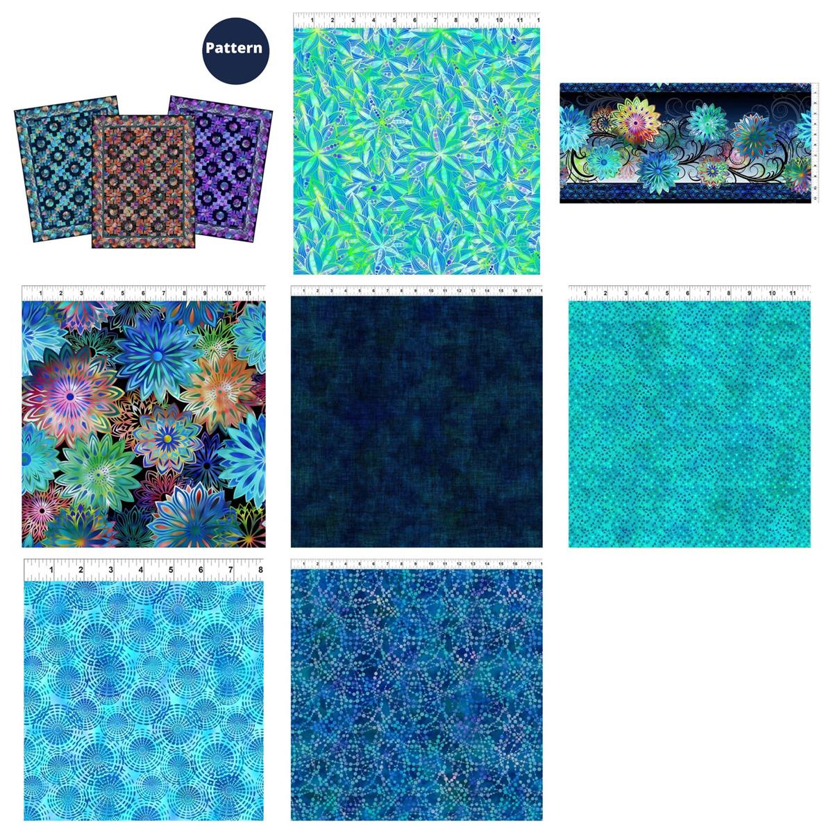 Jason Yenter The Dazzle Quilt Kit Fabric (13mts) & Pattern Blue