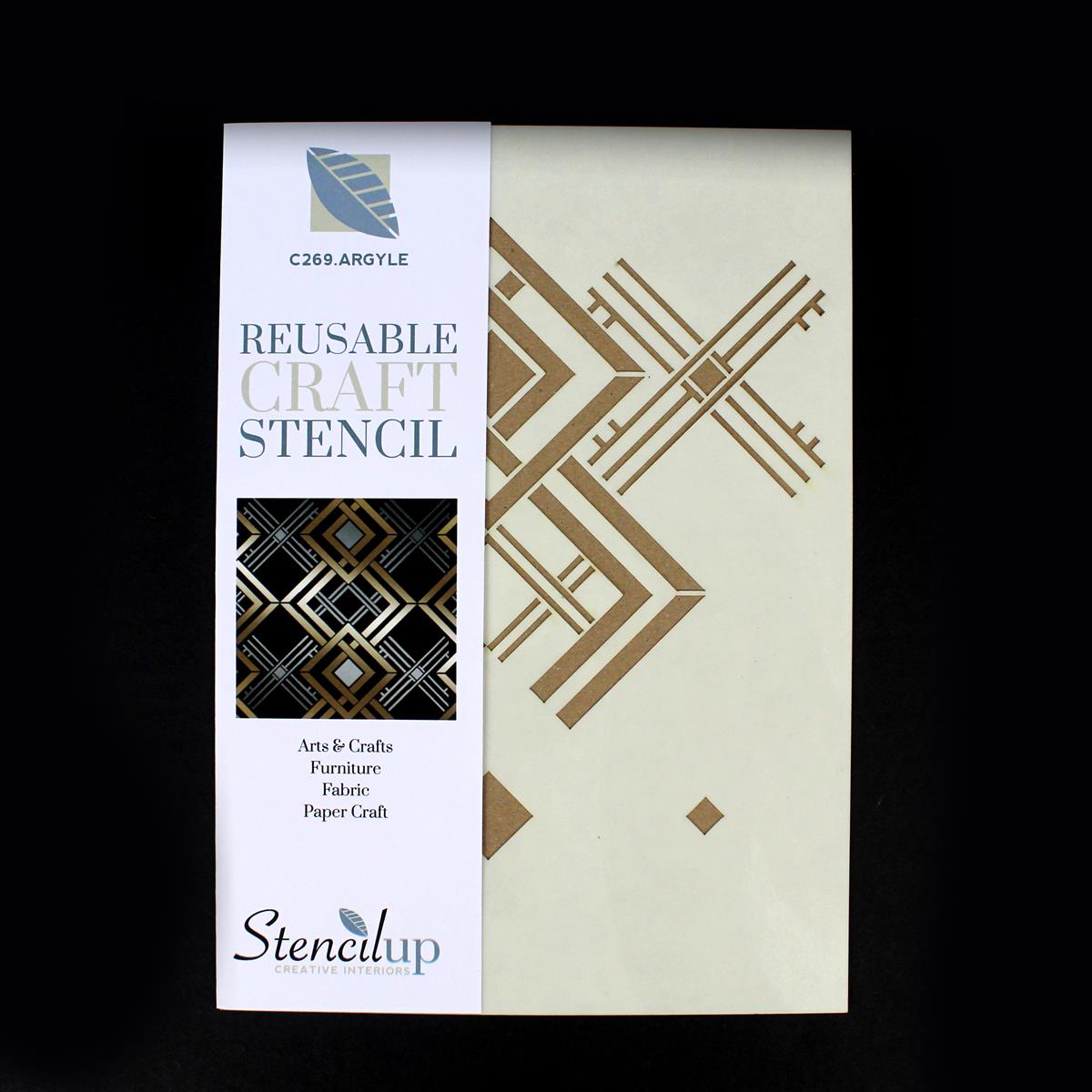 Exclusive Argyle repeating A4 adhesivebacked stencil, with a tartan