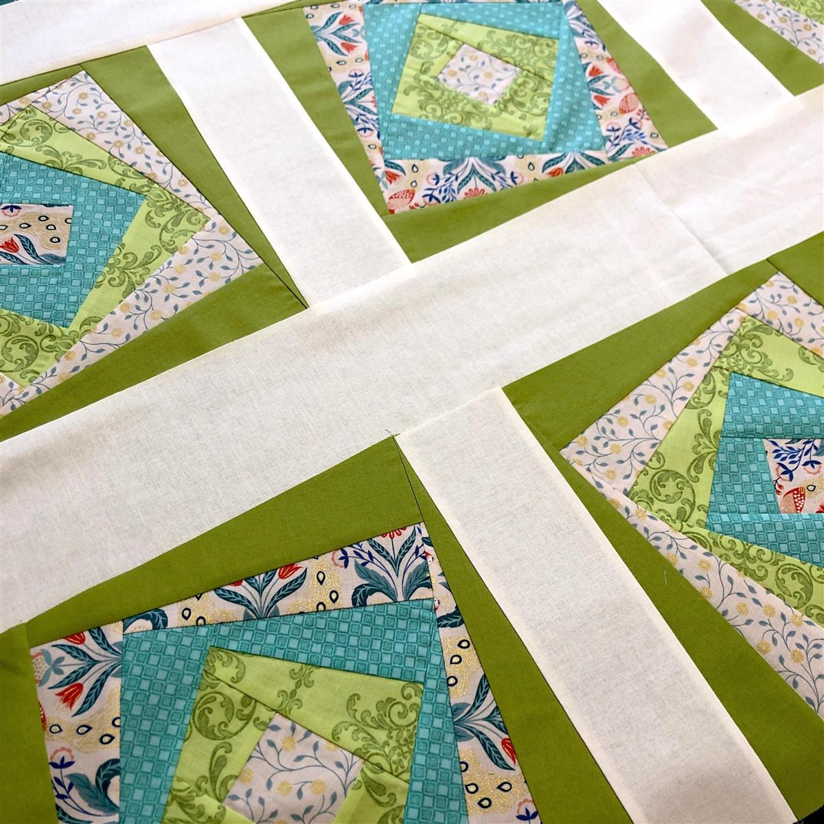 Sewmotion Teal & Green Wonky Squares Lap Quilt 114 x 200cm Kit