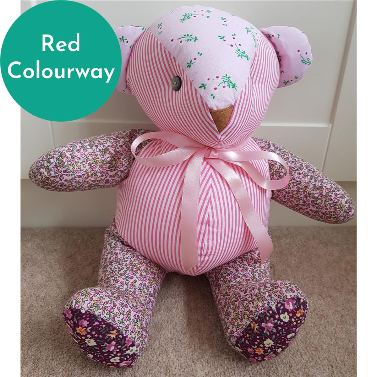 Patchwork Red Teddy Bear Bundle: FQ (4pcs), Felt Square