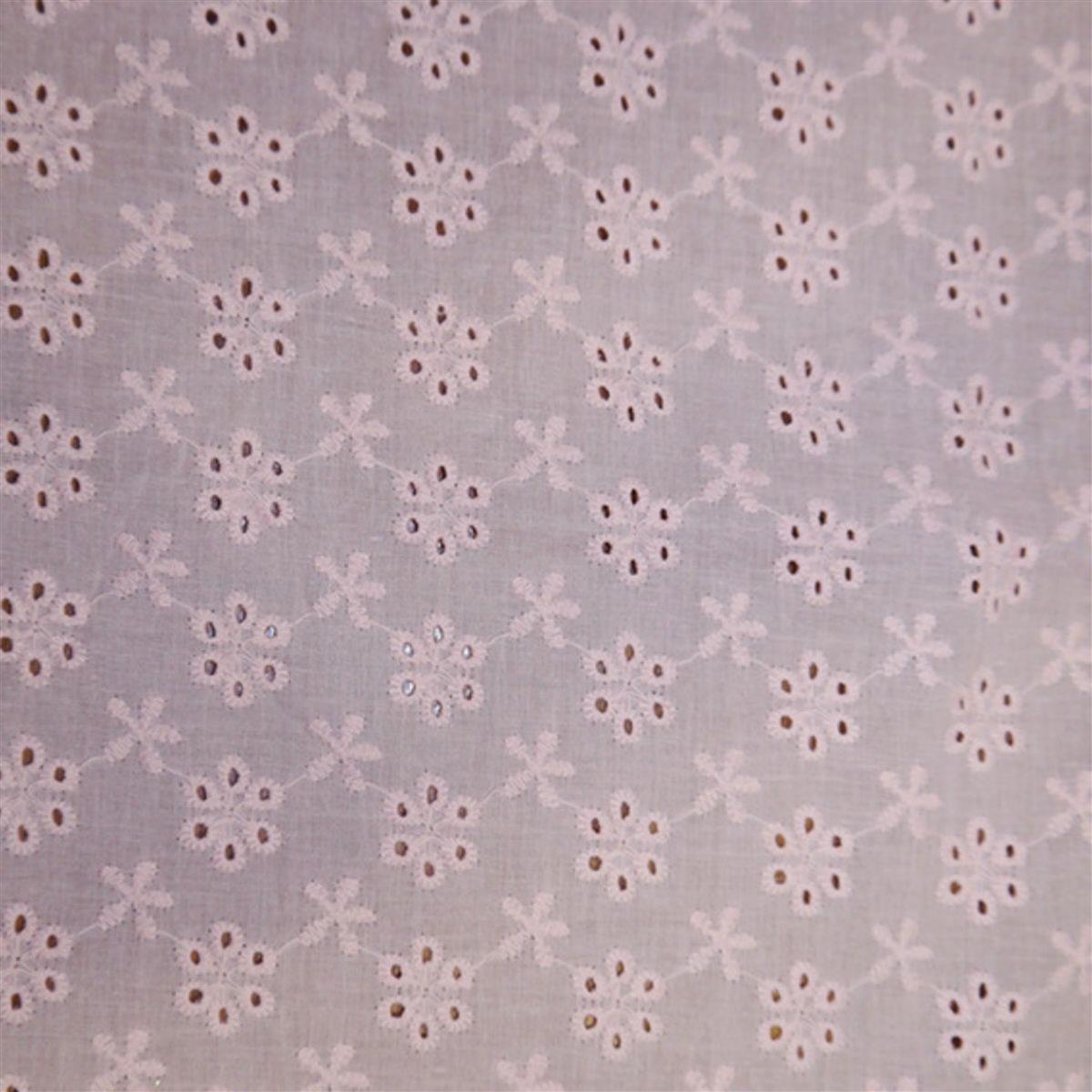Embroidered Cotton Flower Voiles Pink Fabric 0.5m SewingStreet