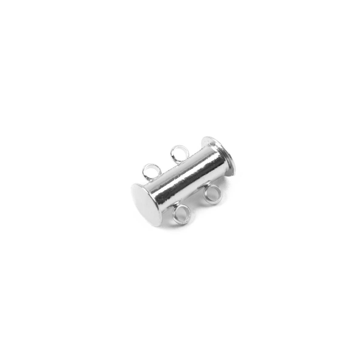 Silver Plated 2 Strand Slide Connector Clasp Approx 10x15mm