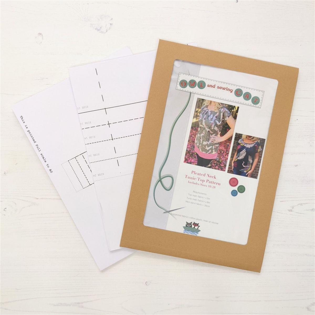 Owl & Sewing Cat Pleat Neck Top Pattern SewingStreet