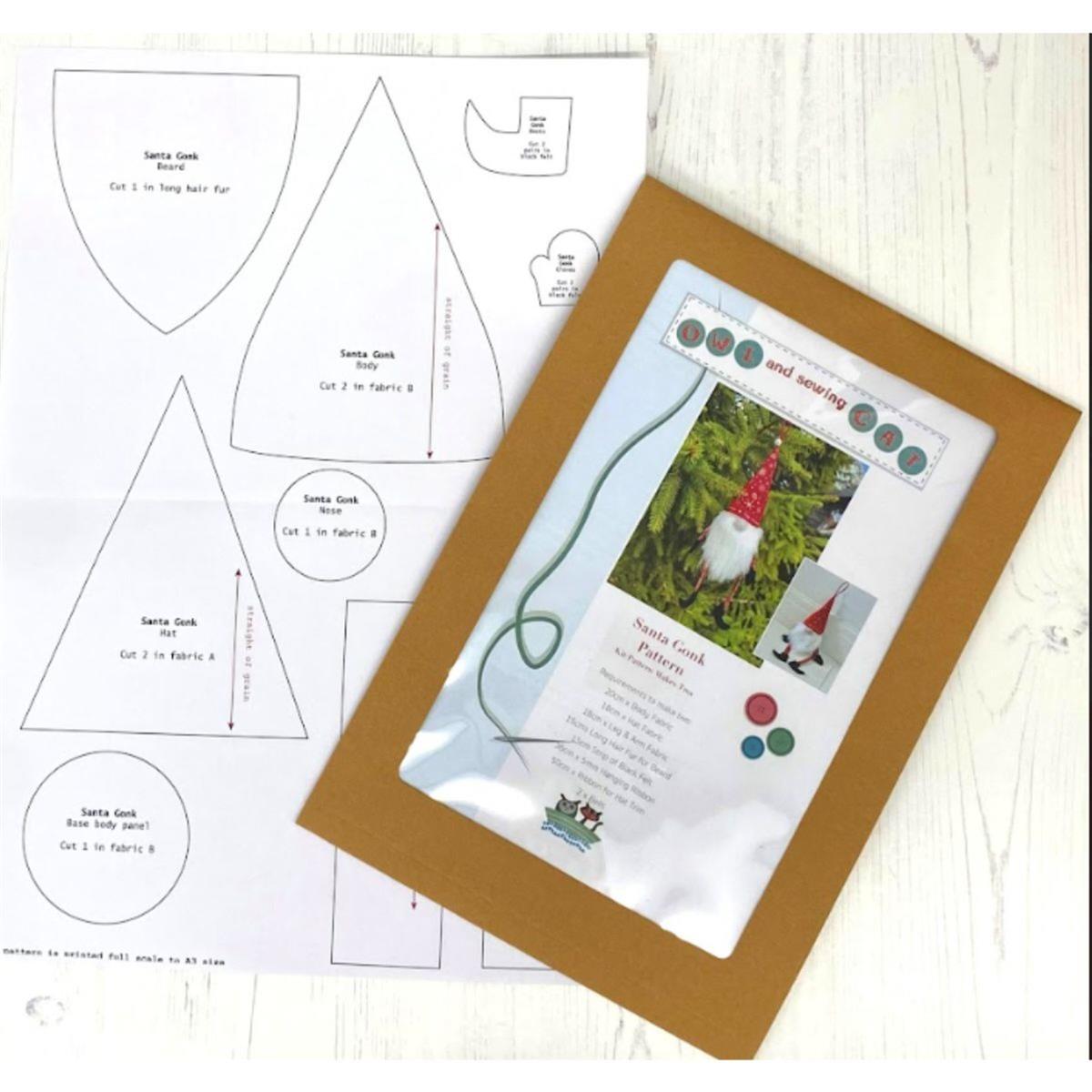 Owl & Sewing Cat Hanging Santa Gonk Pattern SewingStreet