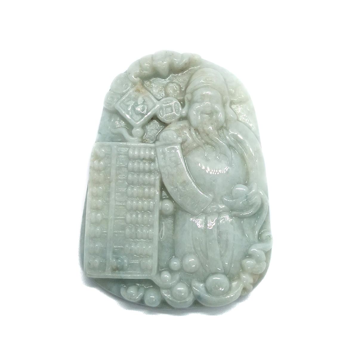 150cts Type A Jadeite Caishen master carving, Approx. 40x55mm ...