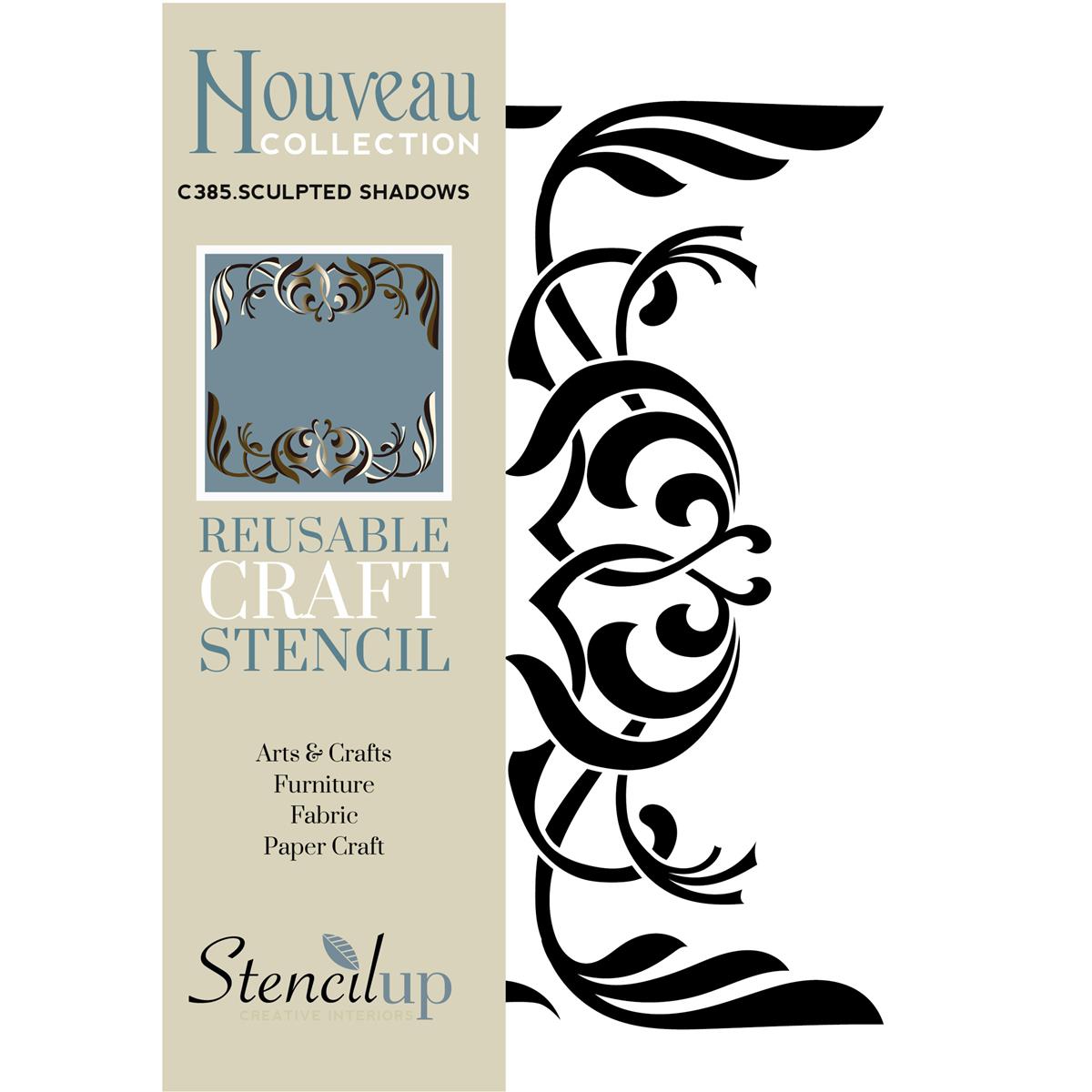 Stencil Up Sculpted Shadows A5, Layered Art Nouveau Border Stencil