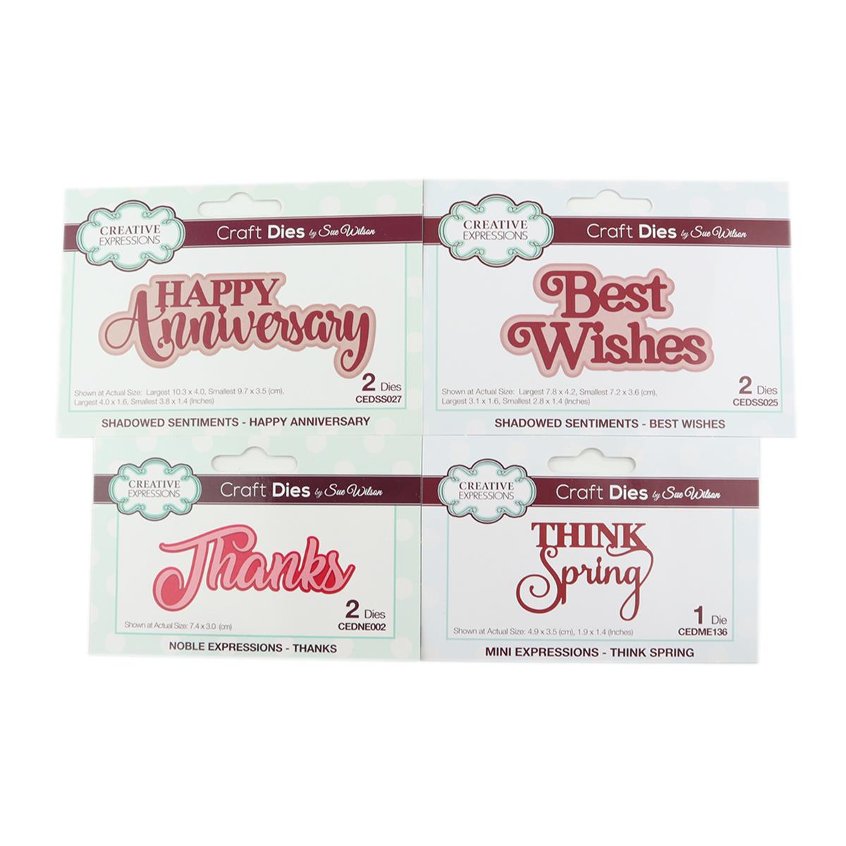 Creative Expressions Sue Wilson Sentiment Craft Dies - Set of 4 ...