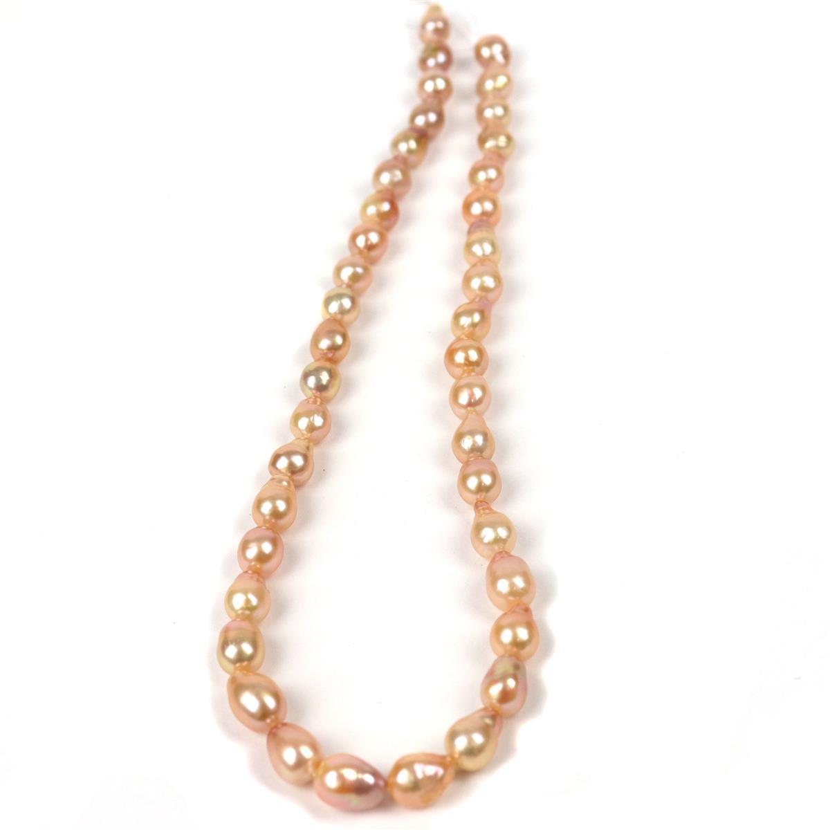 Papaya Freshwater Cultured Baroque Pearls Approx 7x10mm to 8x12mm, 38cm Strand JewelleryMaker