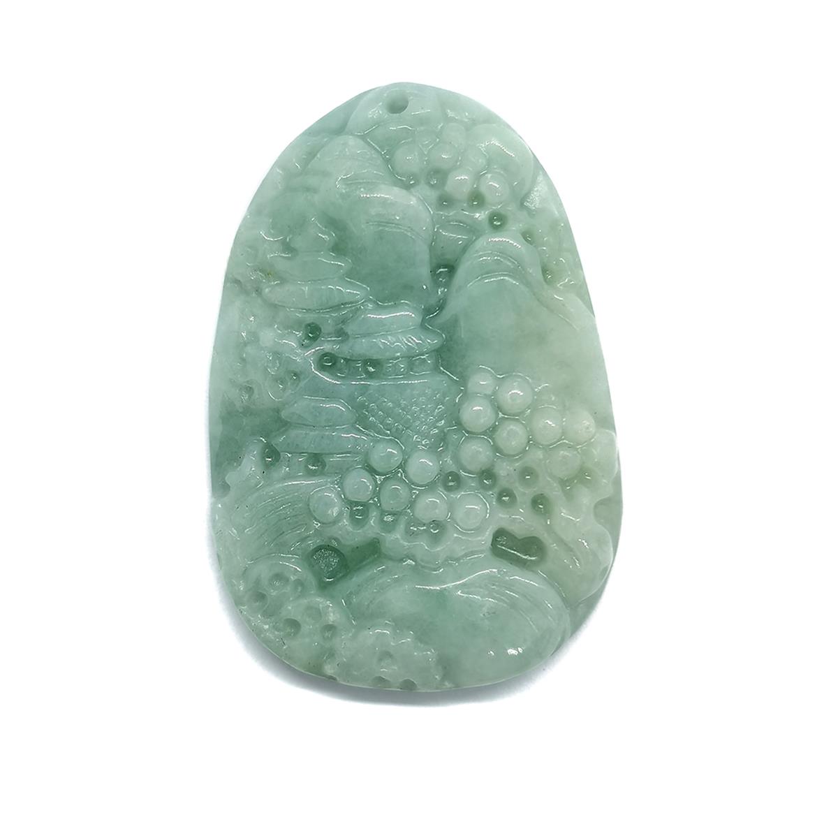 85cts Type A Jadeite Mount Penglai Carved Piece , Approx. 25x40mm to ...