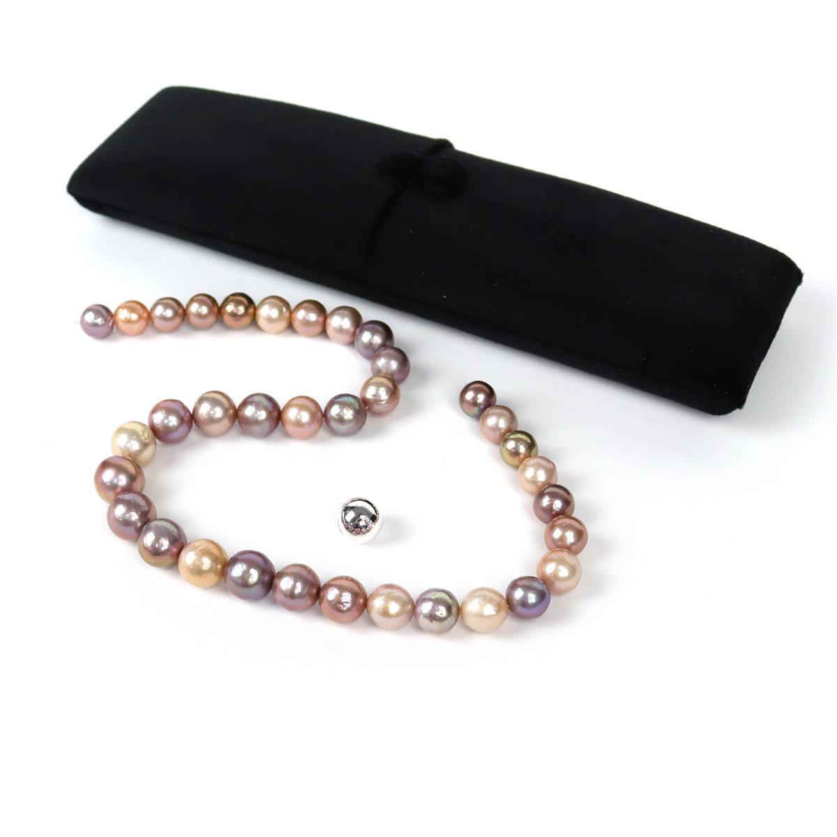 Papaya/Purple Natural Colour Nucleated Freshwater Pearls & 925 Silver Clasp In Box
