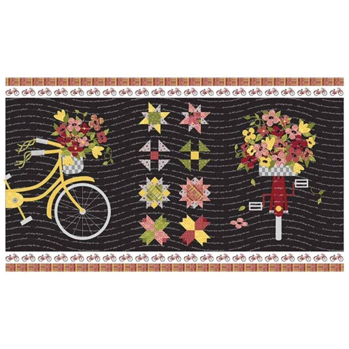Jill Finley Petals & Pedals Black Panel 0.6m SewingStreet