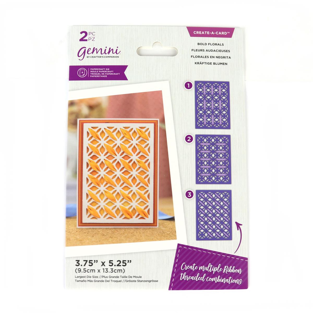 Gemini CreateACard Ribbon Threading Dies Bold Florals 2PC HobbyMaker