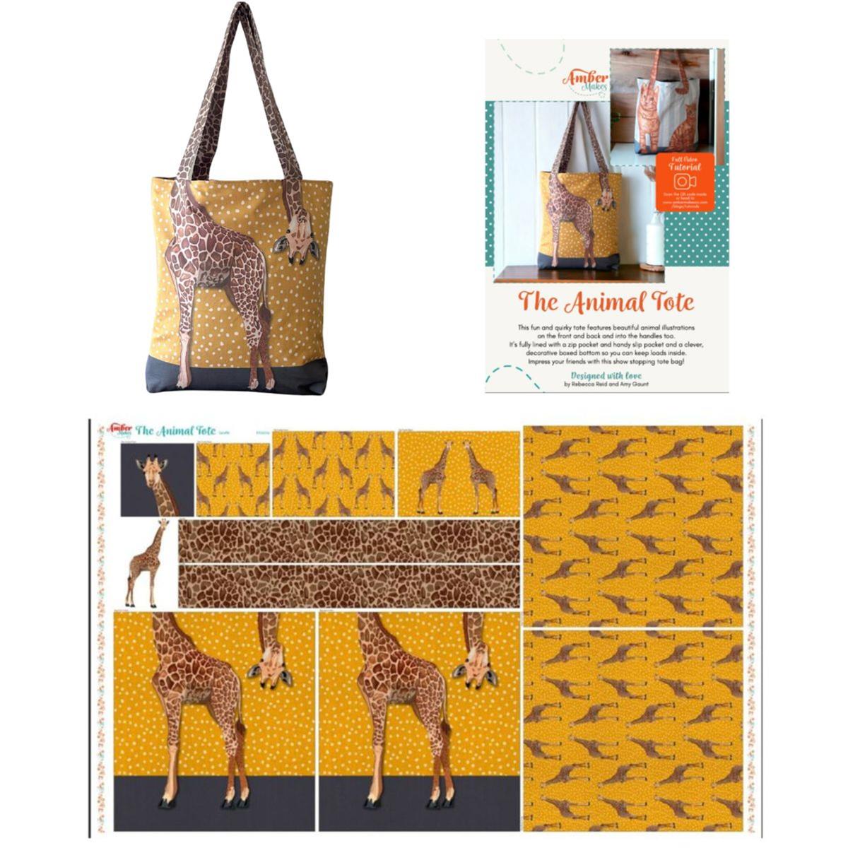 Amber Makes Animal Tote Bag Kit Panel Instructions Giraffe SewingStreet